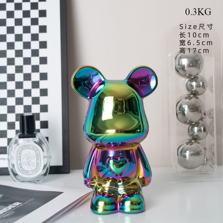 colourful Ceramic Bear Sculpture and Statue Piggy Bank Desk Ornament