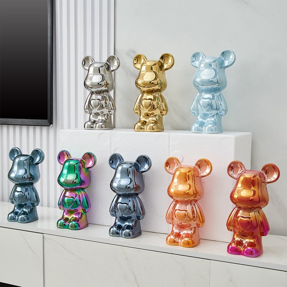 colourful Ceramic Bear Sculpture and Statue Piggy Bank Desk Ornament