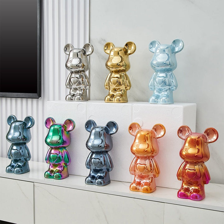 colourful Ceramic Bear Sculpture and Statue Piggy Bank Desk Ornament