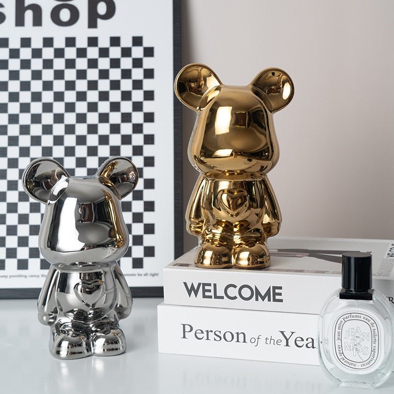 colourful Ceramic Bear Sculpture and Statue Piggy Bank Desk Ornament