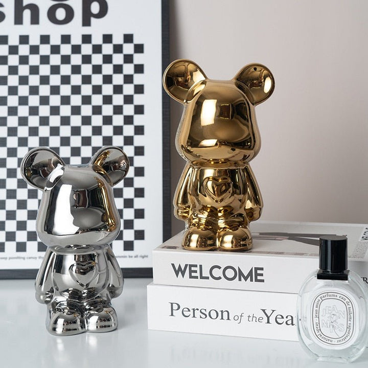 colourful Ceramic Bear Sculpture and Statue Piggy Bank Desk Ornament