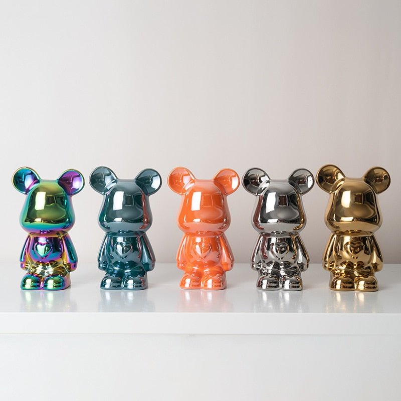 colourful Ceramic Bear Sculpture and Statue Piggy Bank Desk Ornament
