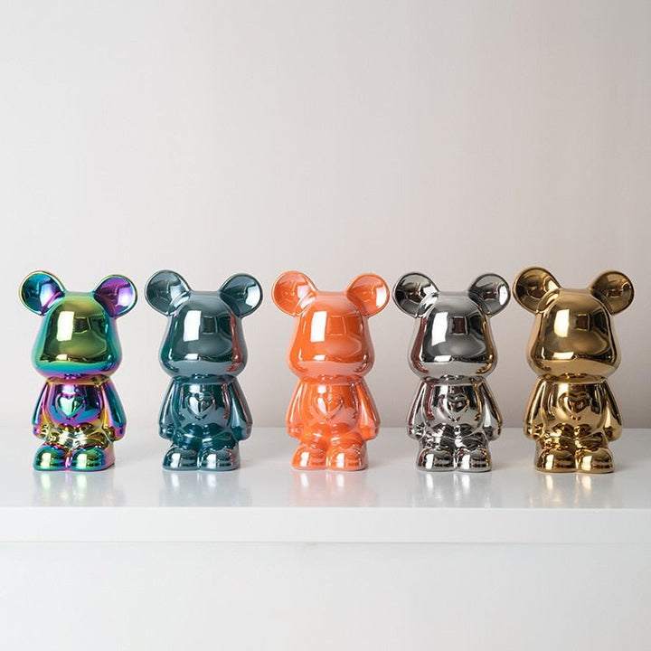 colourful Ceramic Bear Sculpture and Statue Piggy Bank Desk Ornament