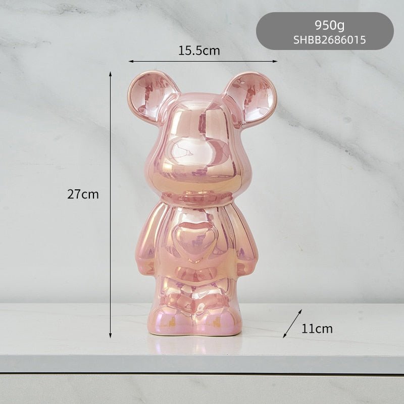 colourful Ceramic Bear Sculpture and Statue Piggy Bank Desk Ornament