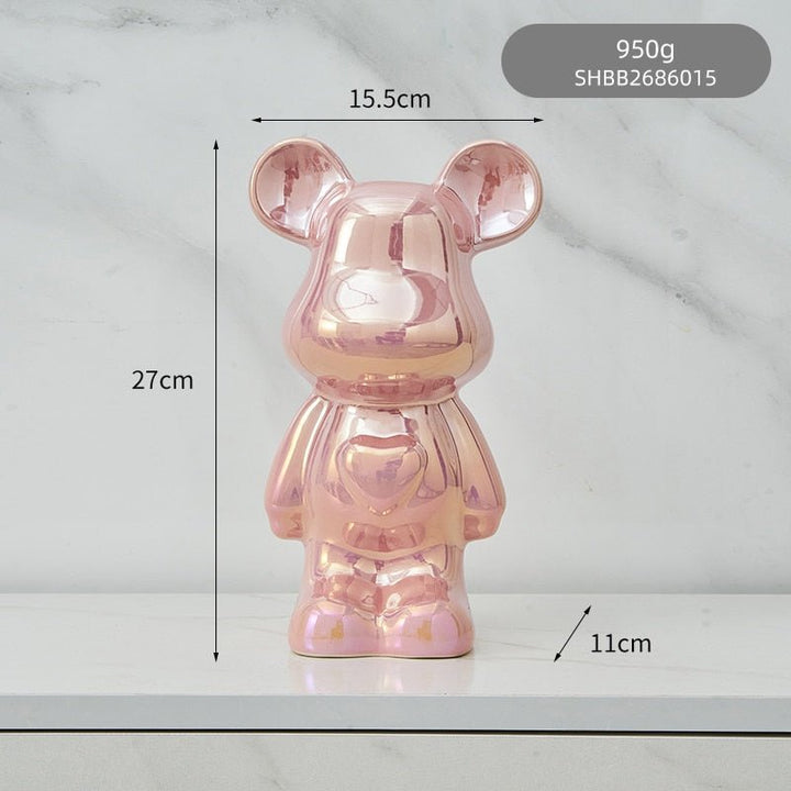 colourful Ceramic Bear Sculpture and Statue Piggy Bank Desk Ornament
