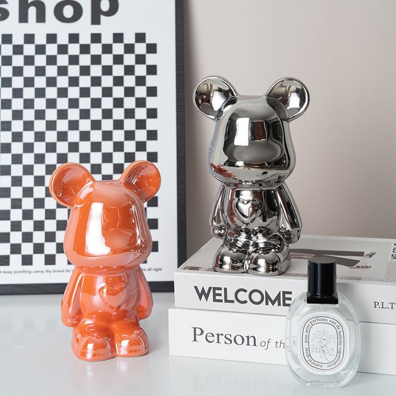 colourful Ceramic Bear Sculpture and Statue Piggy Bank Desk Ornament