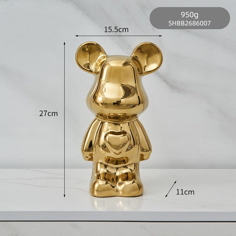 colourful Ceramic Bear Sculpture and Statue Piggy Bank Desk Ornament