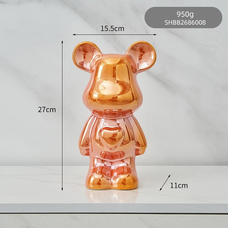 colourful Ceramic Bear Sculpture and Statue Piggy Bank Desk Ornament