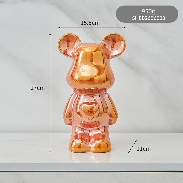 colourful Ceramic Bear Sculpture and Statue Piggy Bank Desk Ornament