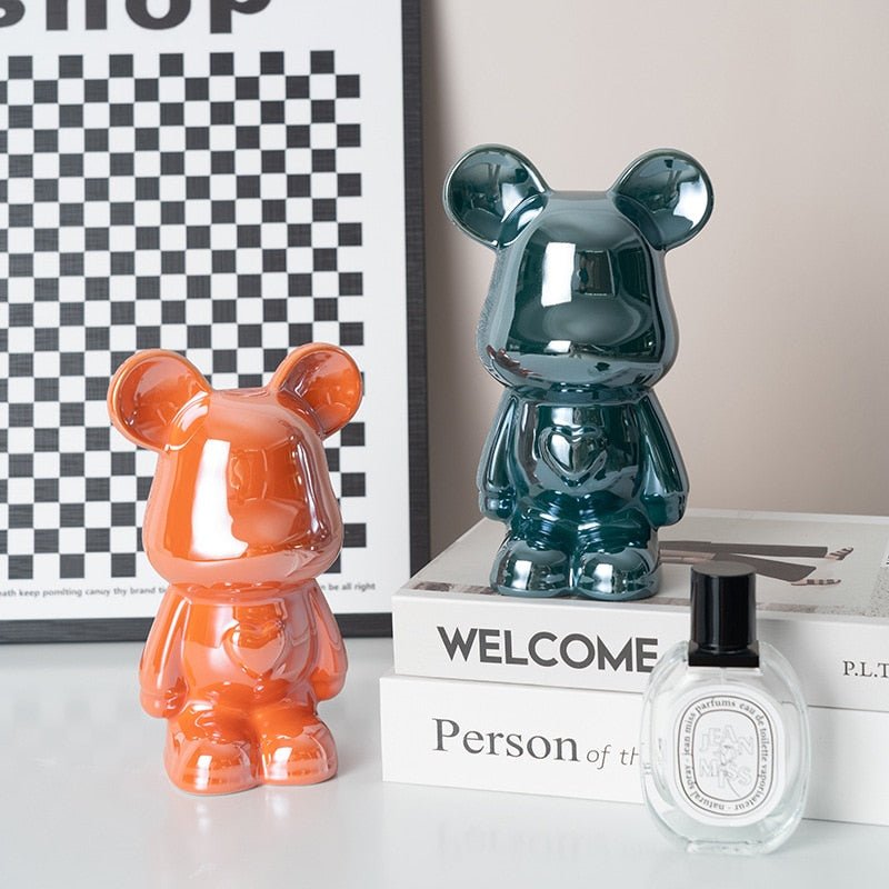colourful Ceramic Bear Sculpture and Statue Piggy Bank Desk Ornament