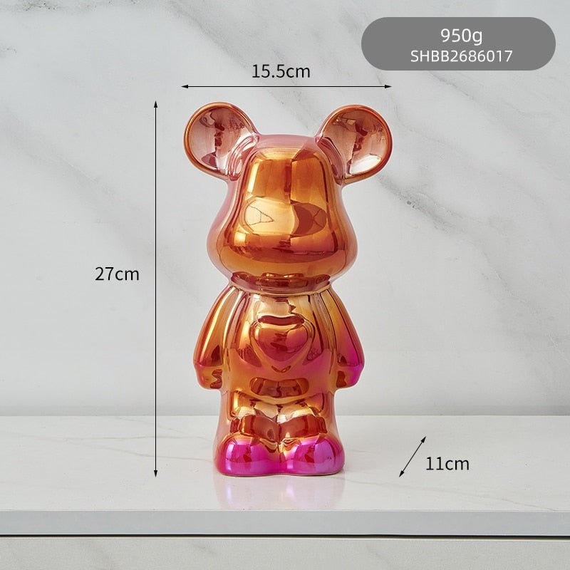 colourful Ceramic Bear Sculpture and Statue Piggy Bank Desk Ornament