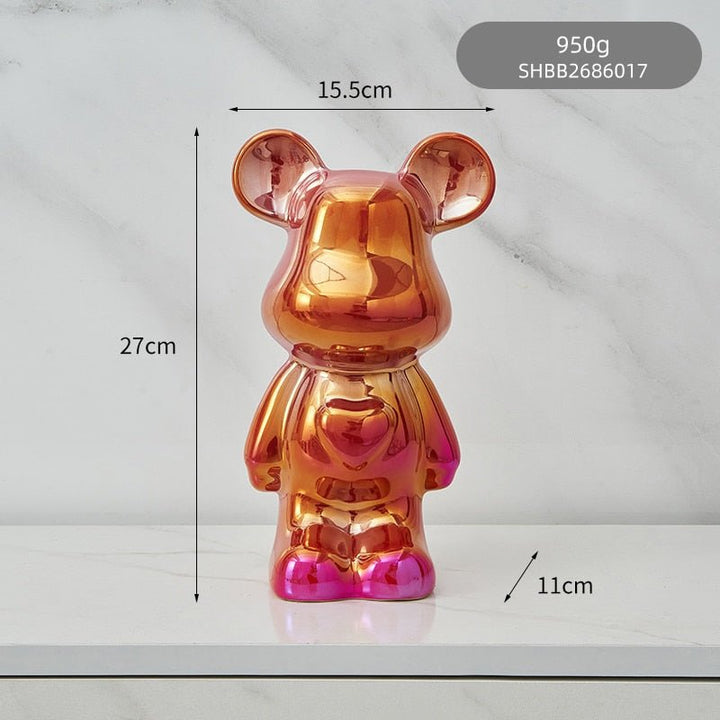 colourful Ceramic Bear Sculpture and Statue Piggy Bank Desk Ornament