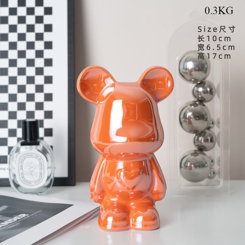 colourful Ceramic Bear Sculpture and Statue Piggy Bank Desk Ornament