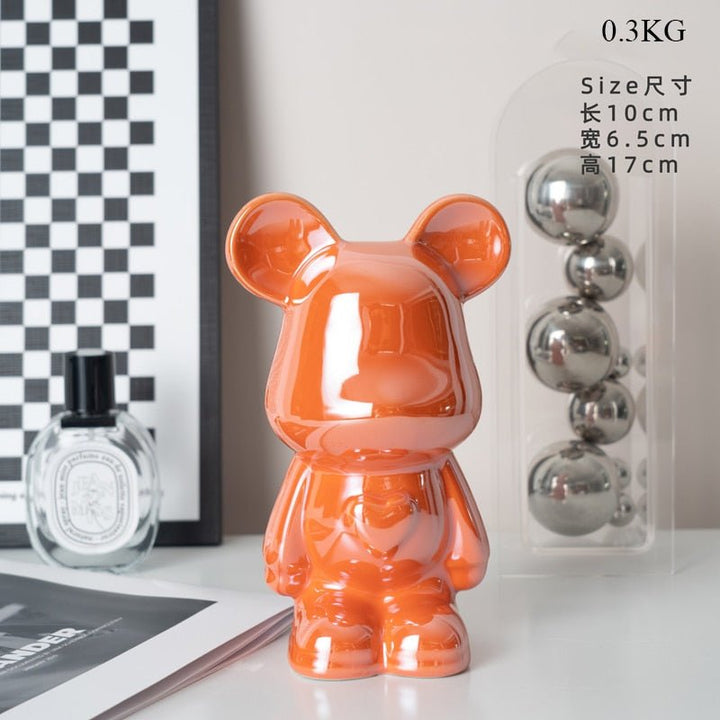 colourful Ceramic Bear Sculpture and Statue Piggy Bank Desk Ornament