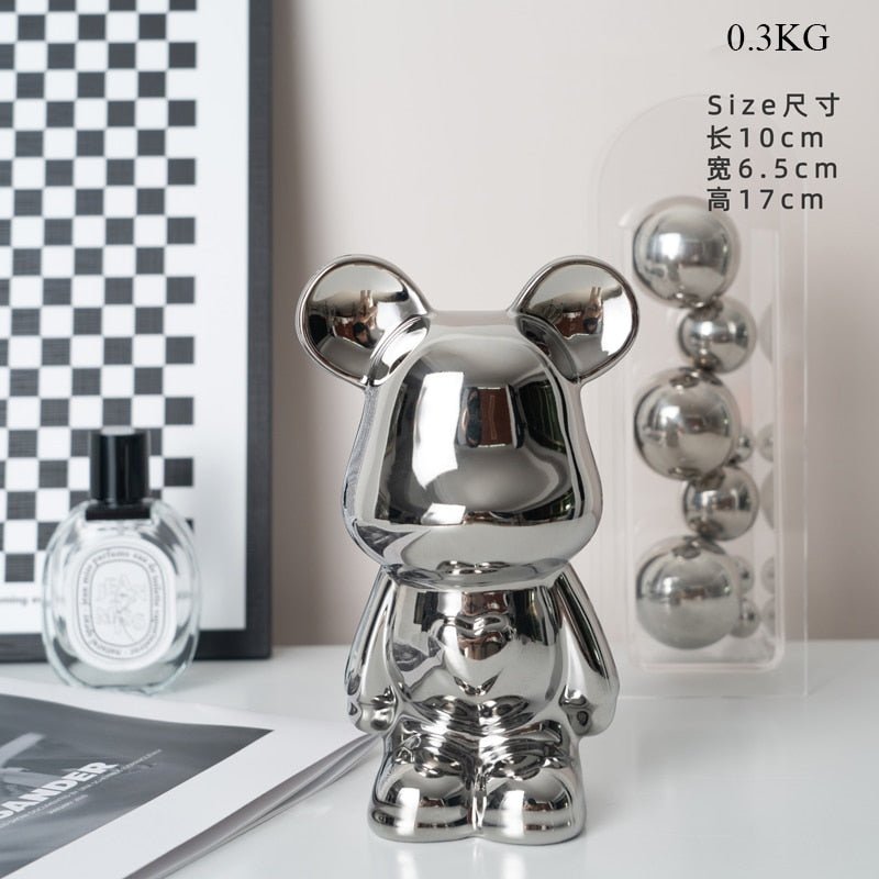 colourful Ceramic Bear Sculpture and Statue Piggy Bank Desk Ornament