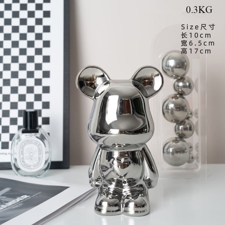 colourful Ceramic Bear Sculpture and Statue Piggy Bank Desk Ornament