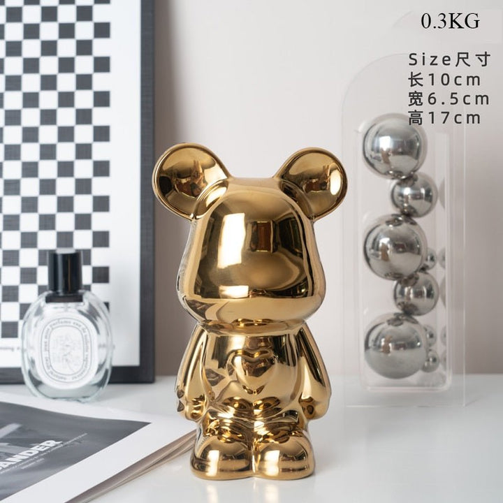 colourful Ceramic Bear Sculpture and Statue Piggy Bank Desk Ornament