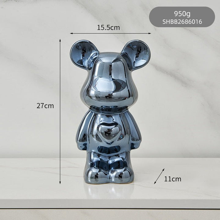colourful Ceramic Bear Sculpture and Statue Piggy Bank Desk Ornament