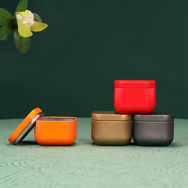 colourful storage box | Small metal tea, candy, pill container
