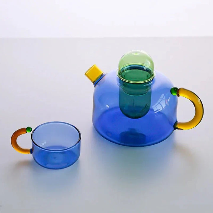 Contrasting colour Translucent Teapot &amp; Cup Set