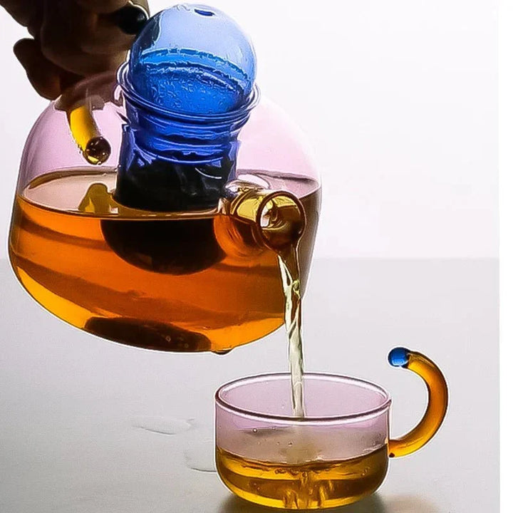 Contrasting colour Translucent Teapot &amp; Cup Set