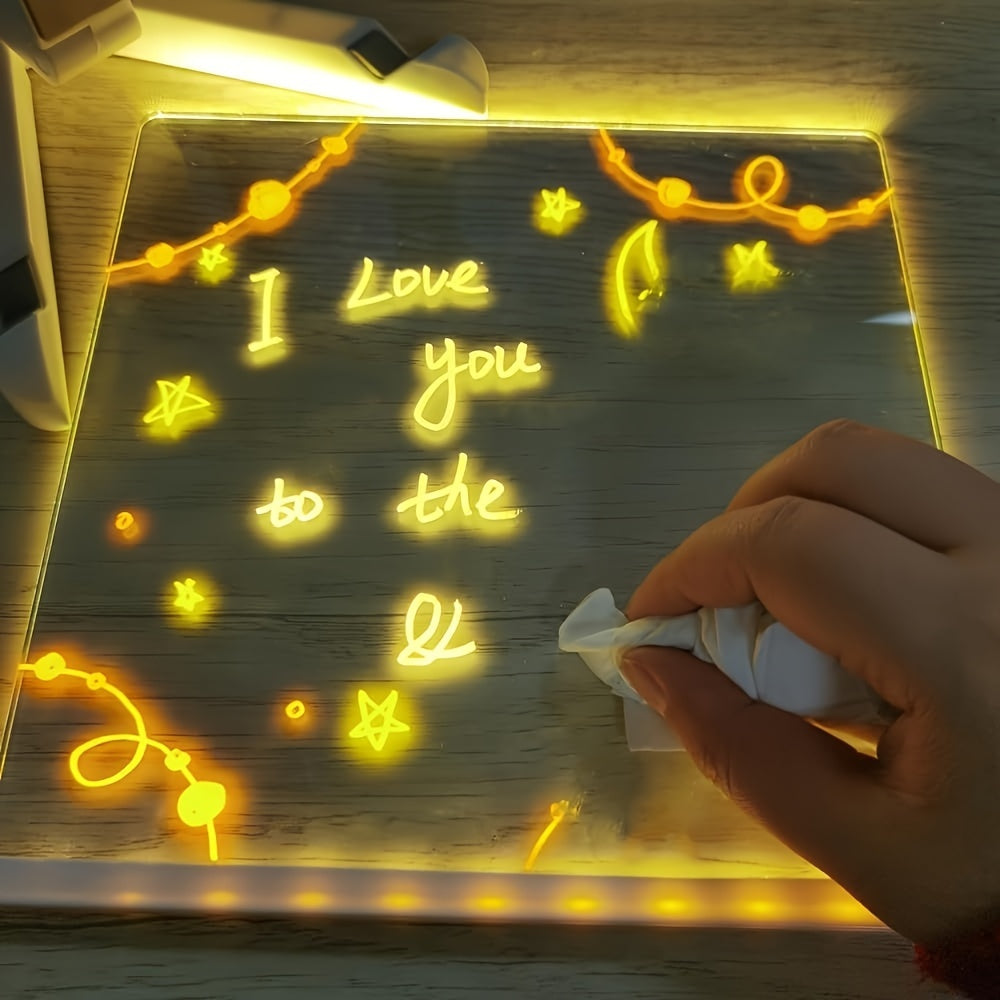 USB LED Noteboard with 12 coloured Pens - Bright Message Board for Office &amp; Home