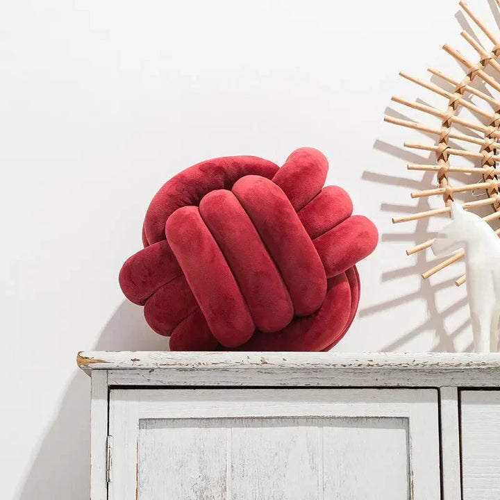 Decorative knotted suede-look ball soft cushion