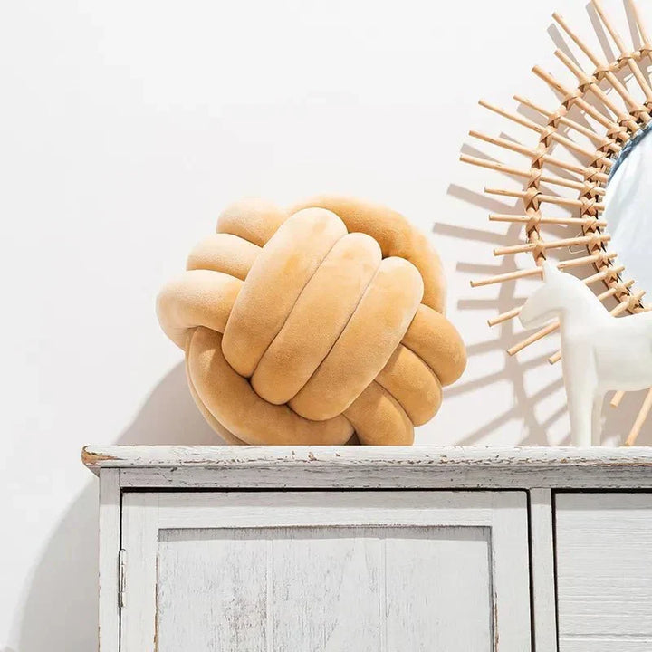Decorative knotted suede-look ball soft cushion