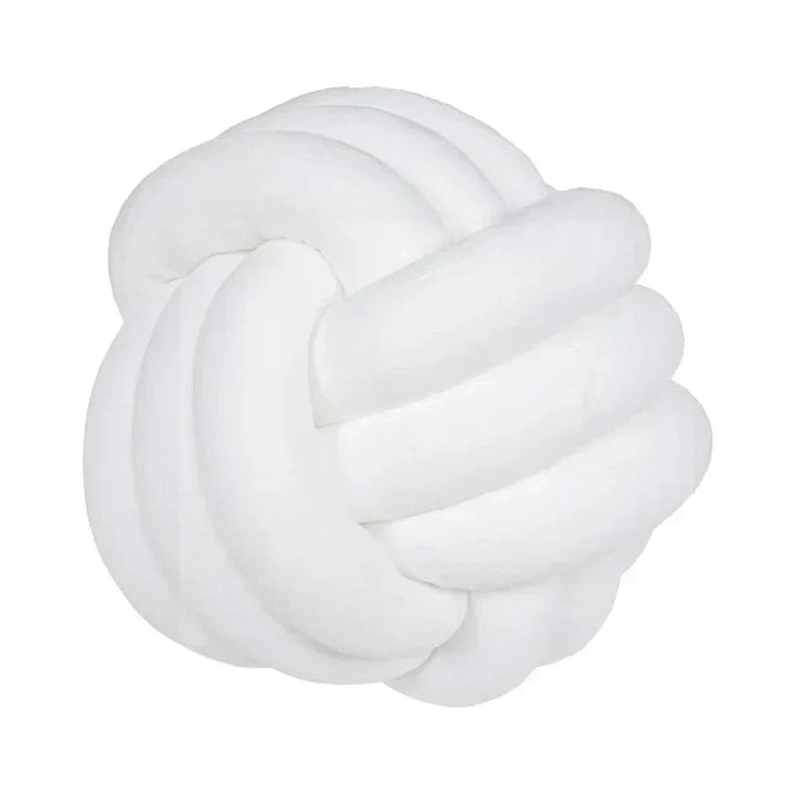 Decorative, soft cushion with knotted ball in suede look