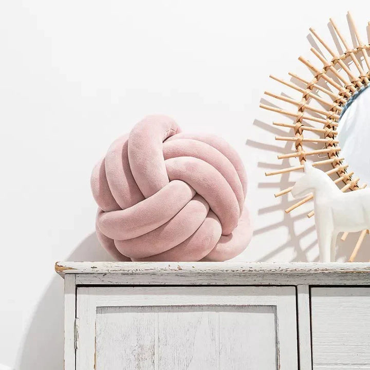Decorative knotted suede-look ball soft cushion