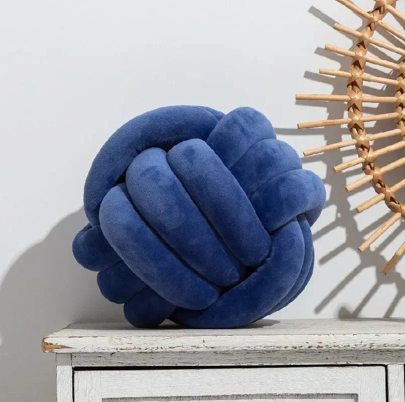 Decorative knotted suede-look ball soft cushion