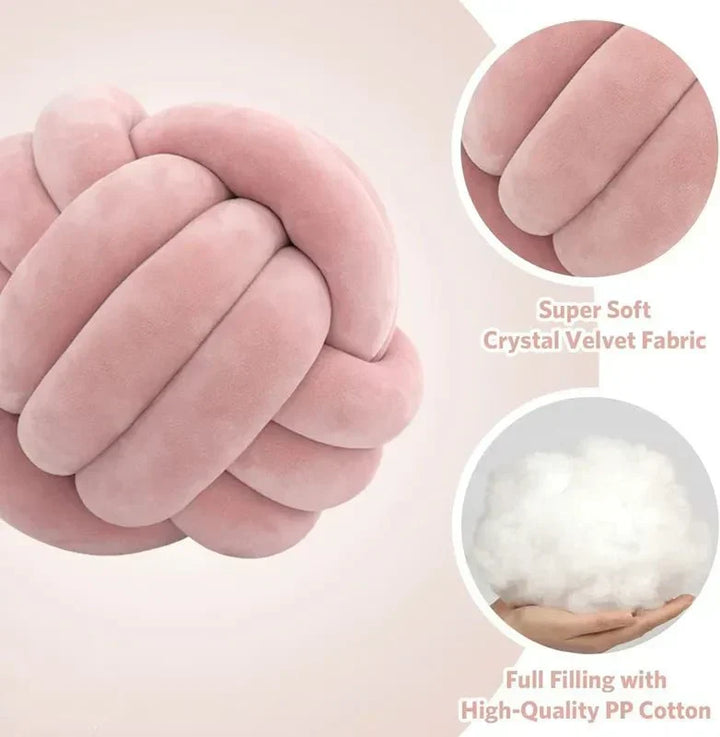 Decorative knotted suede-look ball soft cushion