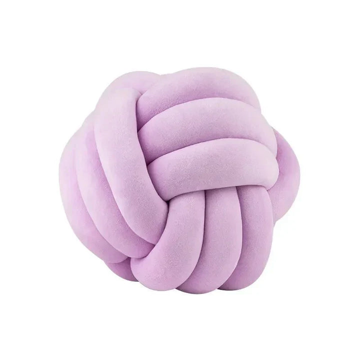 Decorative, soft cushion with knotted ball in suede look