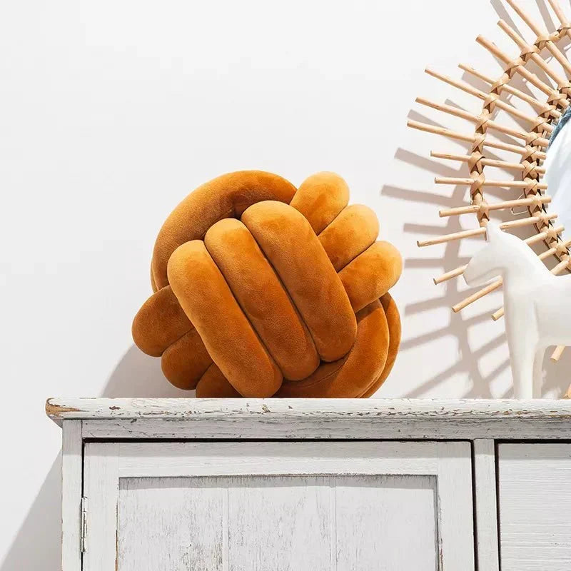 Decorative knotted suede-look ball soft cushion