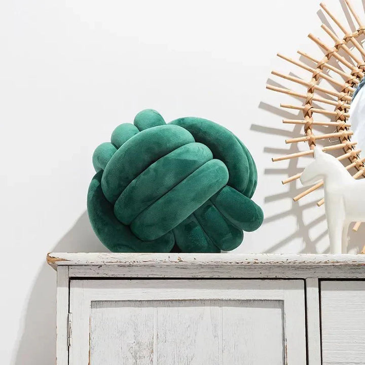 Decorative knotted suede-look ball soft cushion