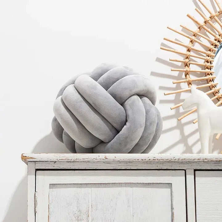 Decorative knotted suede-look ball soft cushion