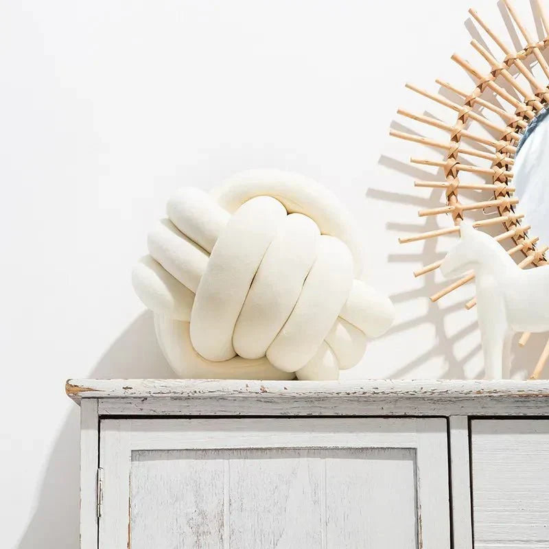 Decorative knotted suede-look ball soft cushion