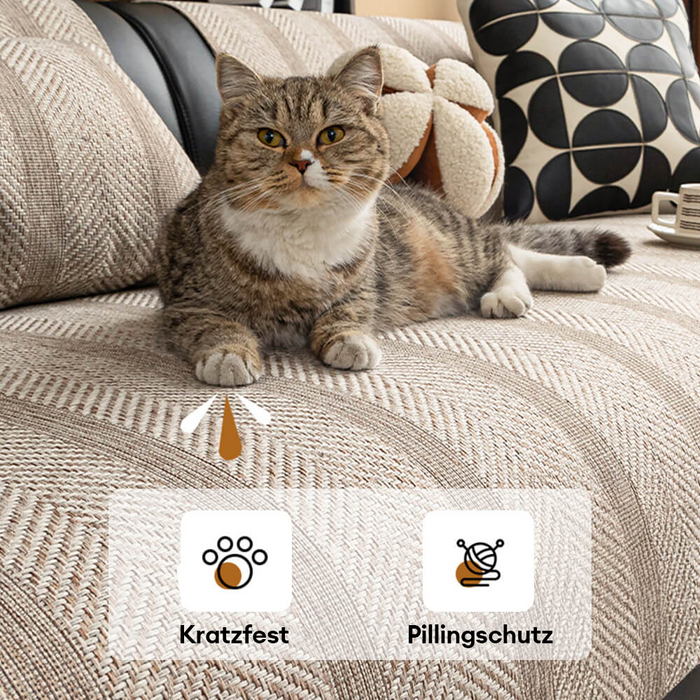 Minimalist Herringbone Sofa Cover | Breathable, Pet-Friendly Protection |