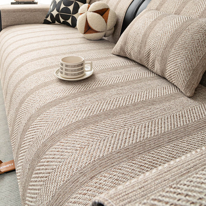 Minimalist Herringbone Sofa Cover | Breathable, Pet-Friendly Protection |