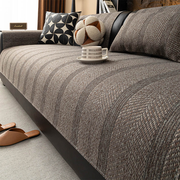 Minimalist Herringbone Sofa Cover | Breathable, Pet-Friendly Protection |