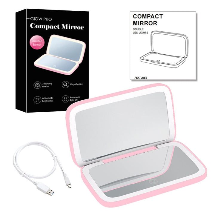 Mini LED 10x Magnification Cosmetic Mirror with Various Light Settings, USB Rechargeable
