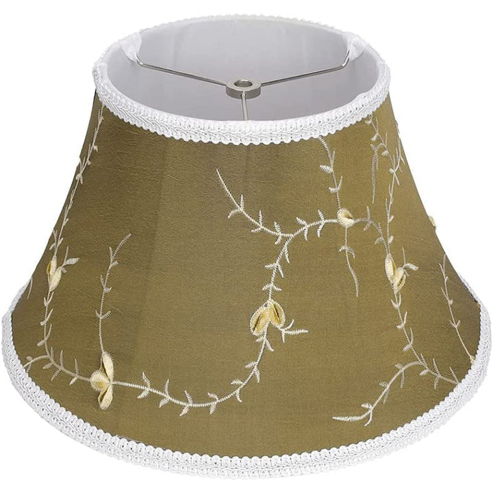 Medium lampshade, barrel fabric lampshade for table lamp and floor lamp, 7x13x7.8 inches, natural ventilated linen, handmade, spider (white)