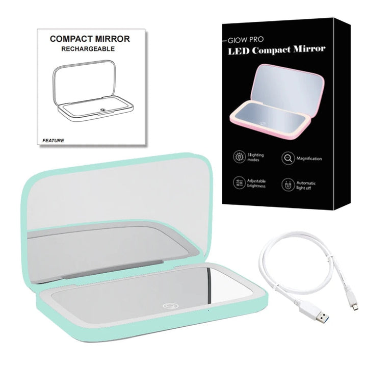 Mini LED 10x Magnification Cosmetic Mirror with Various Light Settings, USB Rechargeable