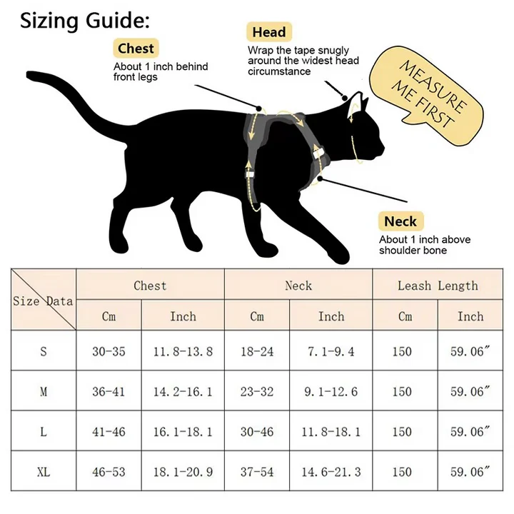 Reflective Cat Harness and Leash Set