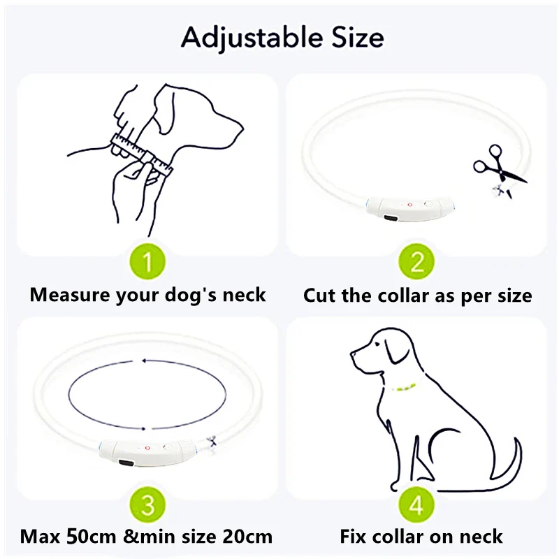 Light Up Dog Collar, USB Rechargeable LED Glowing Collar