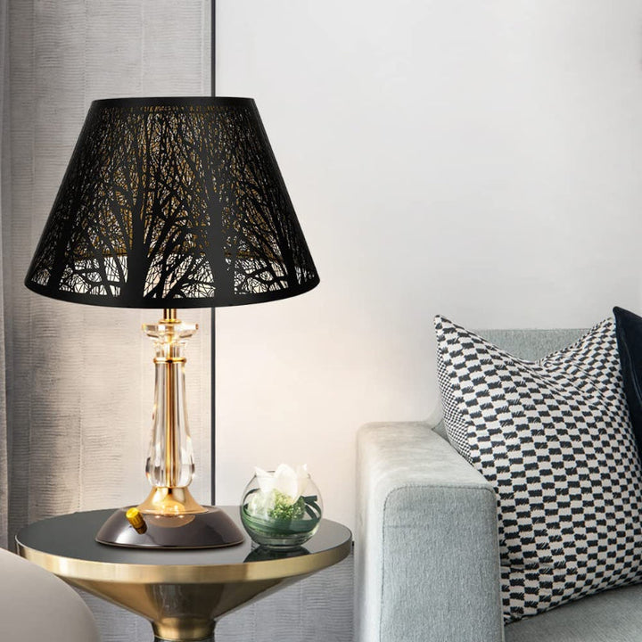Medium lampshade, barrel fabric lampshade for table lamp and floor lamp, 7x13x7.8 inches, natural ventilated linen, handmade, spider (white)