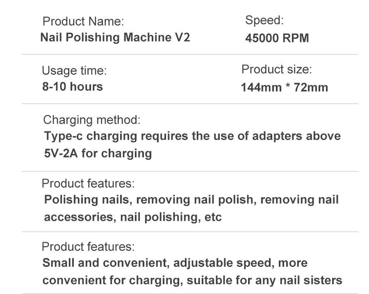 Professional 45000RPM portable electric nail file with rechargeable battery | Low noise level for manicure