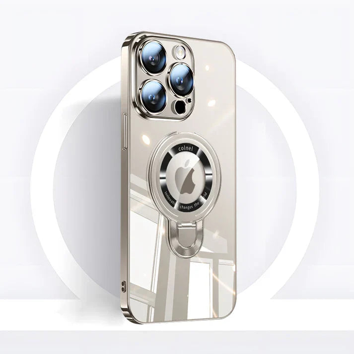 iPhone MagSafe Series | Transparent electroplated rotating stand phone case