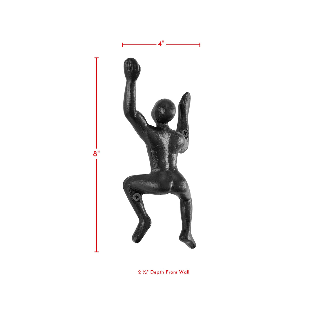 "Wall Climber" Cast Iron Decorative Black Wall Mount Hooks (Set of 2)
