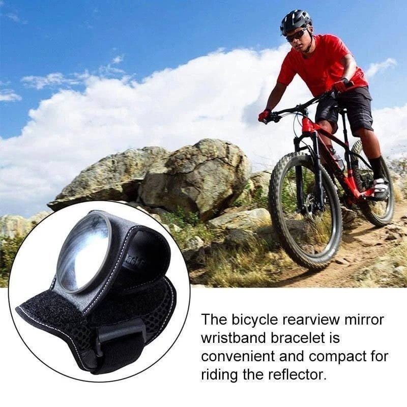 Cycling Wrist Rearview Mirror | Wide-Angle Safety Accessory | Adjustable &amp; Lightweight